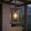 Image de Suspension d'extérieur Lucande Ferda, marron, IP44, verre, E27