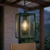 Image de Suspension d'extérieur Lucande Ferda, verte, IP44, verre, E27