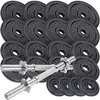 Image de ScSPORTS® Haltères en fonte - 15/22,5/25/35/55/65 kg, différents disques et 2 barres chromées, Ø 31 mm, colliers - Ensemble de poids standard mains libres (65 kg (8 x 5 + 8 x 2,5 + 4 x 1,25))