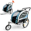Image de SAMAX Remorque Vélo convertible Jogger 2en1 360° rotatif Pour 2 Enfants Amortisseur Transport Poussette en Bleu - Silver Frame