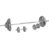 Image de Gorilla Sports Set d'haltères avec disques à poignées + Barre Longue 97,5 kg
