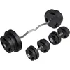 Image de Gorilla Sports® Set Poids Musculation pour Haltères - 70kg, Barre EZ Curl, 2 Barres d'Haltères, 14 Disques, 30/31mm, Réglable, Ciment, Plastique, Noir - Kit Barre Musculation avec Poids, Sport