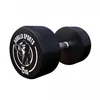 Image de Gorilla Sports® Haltères rondes en caoutchouc à barre courte - En lot/individuels - Poignées ergonomiques en chrome - 16 variantes de poids (2-50 kg), 15 kg.