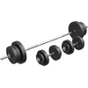 Image de GORILLA SPORTS® Set Barre d'Haltères - 70kg, 4x1,25kg / 4x2,5kg / 4x5kg / 2x10kg Poids, Barres Longue 170cm, 2 Haltères Courts, Ø30 mm, 6 Fermetures - Kit de Poids, Musculation, Domicile, Gym, Fitness