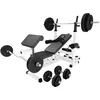 Image de Gorilla Sports-Banc de musculation Gorilla Sports avec jeu d’haltères en plastique - 100 kg - Blanc