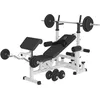 Image de Banc de musculation universel avec support pour haltères et set d´haltéres en caoutchouc de 105,5kg