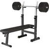 Image de Gorilla Sports® Banc de Musculation avec kit d'haltères 38/70/100 kg, étagère, Station de Dip, Hauteur réglable, Pliable, jusqu'à 200 kg, Noir/Blanc   Banc de Musculation avec kit d'haltères Longues,