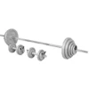 Image de Kit d´haltère de 97,5kg barre longue de 170cm et deux barres courtes de 35cm avec stop disques inclus