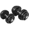 Image de GORILLA SPORTS Lot de 2 haltères courts, 30 kg, diamètre : 30 mm, 4 x 1,25/2,5 kg, 2 disques de 5 kg, 2 barres courtes, 4 fermetures en étoile, moletés, en plastique, pour le fitness