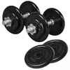 Image de GORILLA SPORTS® Set d'Haltères courts 20kg - set de 2, poids 4x1,25kg / 4x2,5kg, avec 2 disques d'haltères 5kg, 4 fermetures en étoile, 30mm, en fonte, antidérapant, moleté, noir - Haltères courts, en