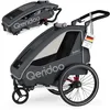 Image de Remorques de vélo de Marque QERIDOO Modèle Kinderfahrradanhänger & Buggy QUPA 1 für 1 Kind mit Kupplung, Blattfeder-Dämpfsystem (BIS 50 kg) - Gris