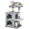 Image de lionto Arbre à Chat avec 2 niches et Couchage, 80 cm, Gris Clair