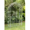 Image de DanDiBo Arche à rosiers avec porte en métal galvanisé stable - Largeur : 140 cm - 12 mm - En fer massif - Galvanisé à chaud - Résistant aux intempéries