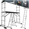 Image de tectake® Échelle Multifonction 3 en 1 Échafaudage Roulant en Acier Plateforme de Travail Antidérapante Échelle Téléscopique Échelle Pliante Escabeau Pliant Bricolage Peinture Toiture