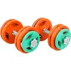 Image de 30kg total - kit d'haltères en caoutchouc grip avec 2 barres courtes de 35cm avec bague de serrage