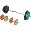Image de Kit 68 kg au Total avec Poids en Caoutchouc Grip, Barre curl 120 cm, 2 Barres Courtes 35 cm et 6 bagues de Serrage incluses