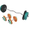 Image de Gorilla Sports 68kg Total - Set en Caoutchouc Grip avec curl Barre de 120cm et Deux Barres Courtes de 35cm avec Stop disques