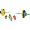 Image de GORILLA SPORTS® Kit Haltères 97,5kg - Set en Caoutchouc, Grip avec Barre Longue de 170cm et Deux Barres Courtes de 35cm avec Stop disque - pour Musculation, Gym, Domicile, l'Haltérophilie, Fitness