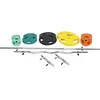Image de 105,5kg total - set en caoutchouc grip avec barre longue de 170cm, barre curl de 120cm et deux barres courtes de 35cm avec stop disques
