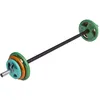 Image de Gorilla Sports Barre d'aérobic légère 130 cm avec poignées chromées + 17,5kg de Poids Grip en Caoutchouc