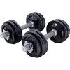 Image de GORILLA SPORTS® Set d'Haltères Courts - 30kg, Ensemble Disques Poids avec 2 Barres Ø 30mm, Antidérapant, 4 Fermeture Étoile, Fonte, Argent/Noir - Kit Haltère Musculation, Dumbell Gripper, Fitness, Gym