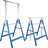 Image de tectake® 2 Tréteaux télescopiques pliables, Treteaux 68,5 x 56,5 x 79,5 cm, Treteaux reglables en acier, 7 réglages en hauteur, Charge max. 220 kg par Tréteau, Etabli pliant, Chevalet de sciage, Bleu