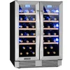 Image de Klarstein Vinovilla Duo42, Cave à vin, Réfrigérateur à boissons, Volume: 126 L, 2 x 5 layettes en bois, Éclairage intérieur à LED en 3 couleurs sélectionnables, 2 zones de refroidissement, noir