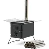 Image de CampFeuer Poêle de tente | 54 x 40 x 259,5 cm | noir | Poêle à bois portable pour le camping, l'extérieur, la tente | Chauffage de tente camping, Réchaud de tente bois, Tent Stove