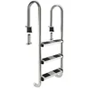 Image de Arebos Échelle de Piscine INOX 3 ou 4 marches | Patins antidérapants | Échelle d’accès encastrée | Sécurisée et Durable | Dimensions 132 x 45 x 23 cm | Argent