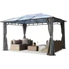 Image de TOOLPORT Tonnelle de Jardin 3x4 m Structure en Aluminium Toit Polycarbonate épaisseur env. 8 mm pavillon de Jardin Gris