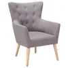 Image de Beliani Fauteuil en Tissu Gris Capitonné Patins aux Pieds Bois Clair Bien Rembourré Angen