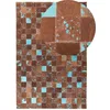 Image de Beliani Tapis Patchwork 160 x 230 cm en Peau de Vache Marron et Bleu Fait à la Main Aliaga