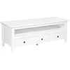 Image de Meuble TV au Style Traditionnel entièrement de Couleur Blanche avec 3 Tiroirs et grand Espace de Rangement Ouvert 50 cm de Hauteur Beliani