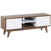 Image de Meuble TV en MDF Bois Foncé avec 2 Portes Blanches et Etagère Centrale Rochester