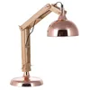 Image de Beliani Lampe de Bureau E27 Max 40W en Bois d'Hévéa Clair et Abat-Jour Cuivré Réglable Salado