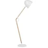 Image de Beliani Lampadaire Arc en Métal Blanc et Bois Clair avec Pied et Abat-jour Réglable E27 Max 60W pour Salon Chambre ou Coin Lecture Scandinave