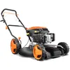 Image de Fuxtec Tondeuse à Gazon Thermique Mulching Autotractée 196cm3 FX-RM51SA96 Largeur De Coupe 51cm Redonne du Tonus à Votre Pelouse Paillis Agissant comme Engrais Naturel