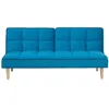 Image de Beliani Canapé Clic-Clac 3 Places Revêtement en Tissu Bleu à Carreaux avec Fonction Lit pour Salon Scandinave Moderne