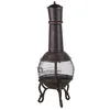 Image de Cheminée de Jardin Ronde en Acier Couleur Bronze 37 x 37 x 105 cm avec Accessoires, Braséro de Style Ancien et Traditionnel à Tendance Vintage Beliani