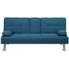 Image de Beliani Canapé Clic Clac Convertible 3 Places en Tissu Bleu avec Pieds Argentés Design Ultra Moderne pour Salon Confortable