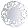 Image de Beliani Miroir Mural Rond avec Cadre Décoratif Motif Baroque de Couleur Argenté pour Salon et Chambre Glamour ou Moderne