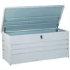 Image de Beliani Coffre de Rangement Extérieur 132 x 62 cm 400 Litres en Acier Galvanisé Gris Clair Idéal pour les Accessoires de Jardin Durable et Décoratif