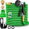 Image de TRESKO® Tuyau d'arrosage Flexible et Extensible pour Jardin | Extensible de 15m | avec 3 Embouts en Latex | Tuyau d'arrosage rétractable