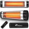 Image de TRESKO Radiateur infrarouge extérieur 2500W | Chauffage radiant terrasse | murale | inclination | télecommande | 3 niveaux | intérieur et extérieur (Argent)