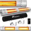 Image de TRESKO Radiateur infrarouge extérieur 3000W | Chauffage radiant terrasse | murale | inclination | télecommande | 3 niveaux | intérieur et extérieur (Argent)