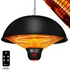 Image de TRESKO Chauffage Radiant Plafond Infrarouge | 1500W + Télécommande + Affichage LED | Radiateur Rayonnant Électrique de Terrase | 3 Niveaux de Chaleur (Noir)