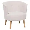 Image de Beliani Fauteuil en Tissu Blanc Crème à Boutons Pieds en Bois Clair Confortable Odenzen