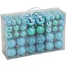 Image de Lot de 100 boules de Noël incassables - Turquoise - Boules de Noël en plastique avec suspension - Lot de 100 pendentifs pour sapin de Noël - Décoration de Noël