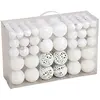 Image de Lot de 100 boules de Noël incassables - Blanc - Boules de Noël en plastique avec suspension - Lot de 100 pendentifs pour sapin de Noël - Décoration de Noël