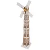 Image de Deko-Shop-Hannusch Moulin à vent en bois à LED avec ailes rotatives 110 cm   Lampe décorative avec 20 LED / enneigée   Lampe sur pied